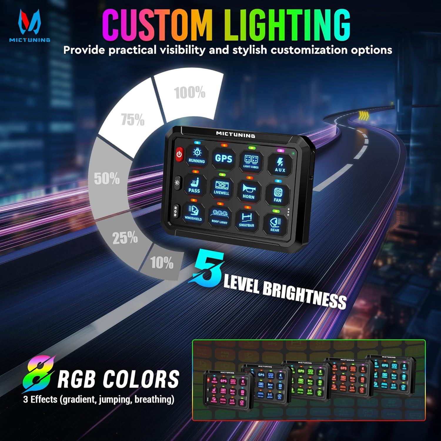 Panel de Interruptores Inalámbrico MICTUNING 12 Gang RGB