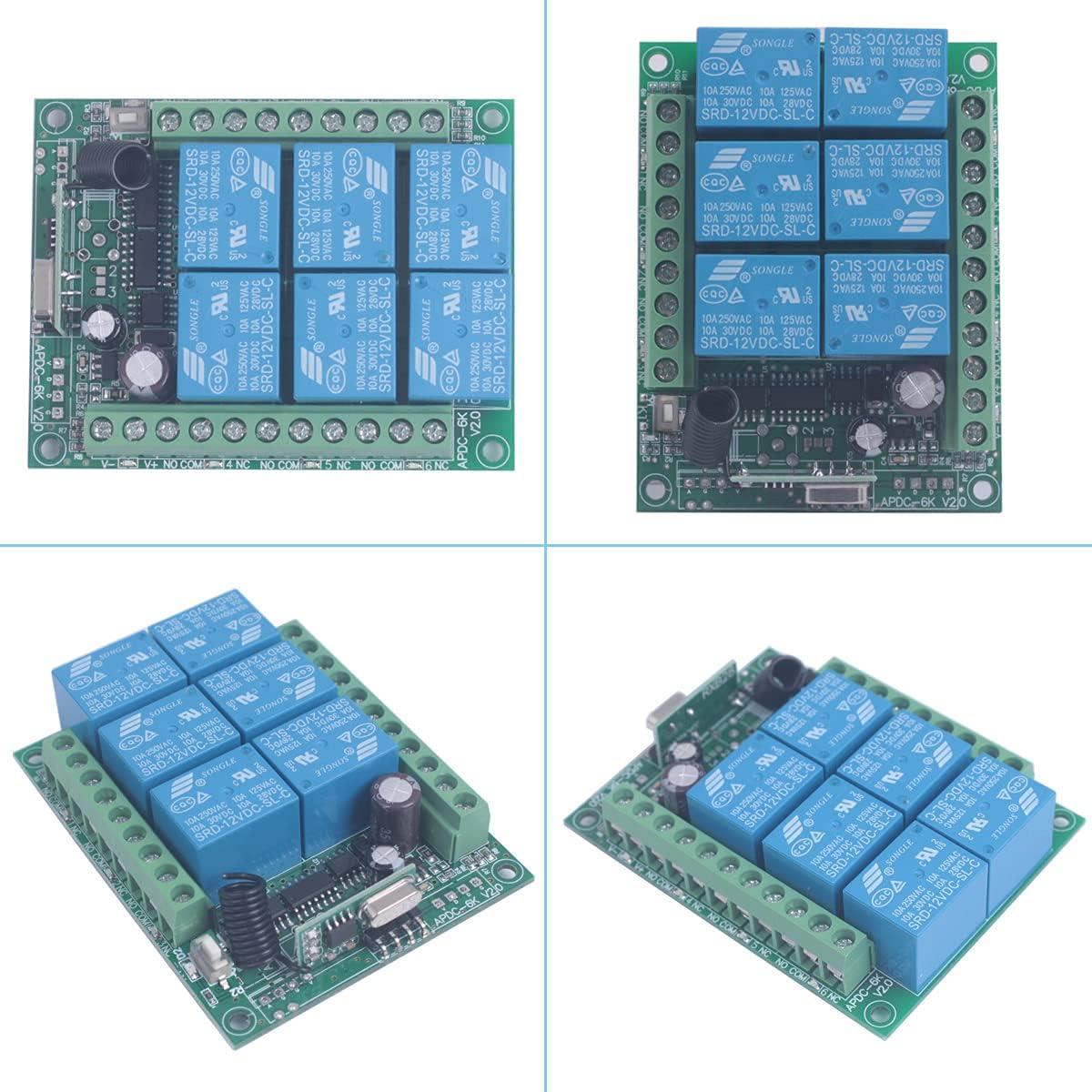 Control Remoto Inalámbrico 12V 6 Canales Mangood 433MHz