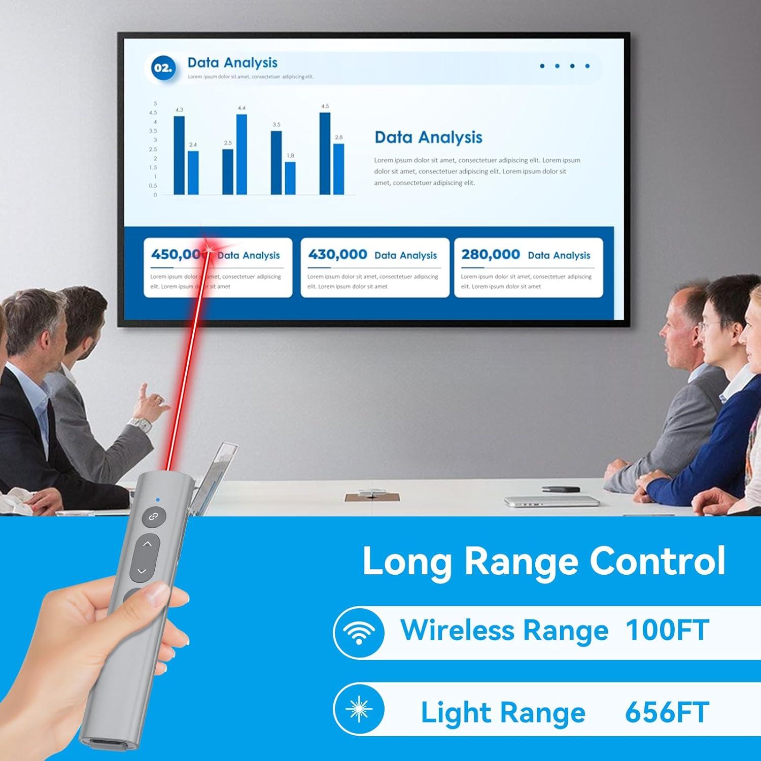 Clicker de Presentación PPTSLID 2 en 1 USB C/A Luz Roja