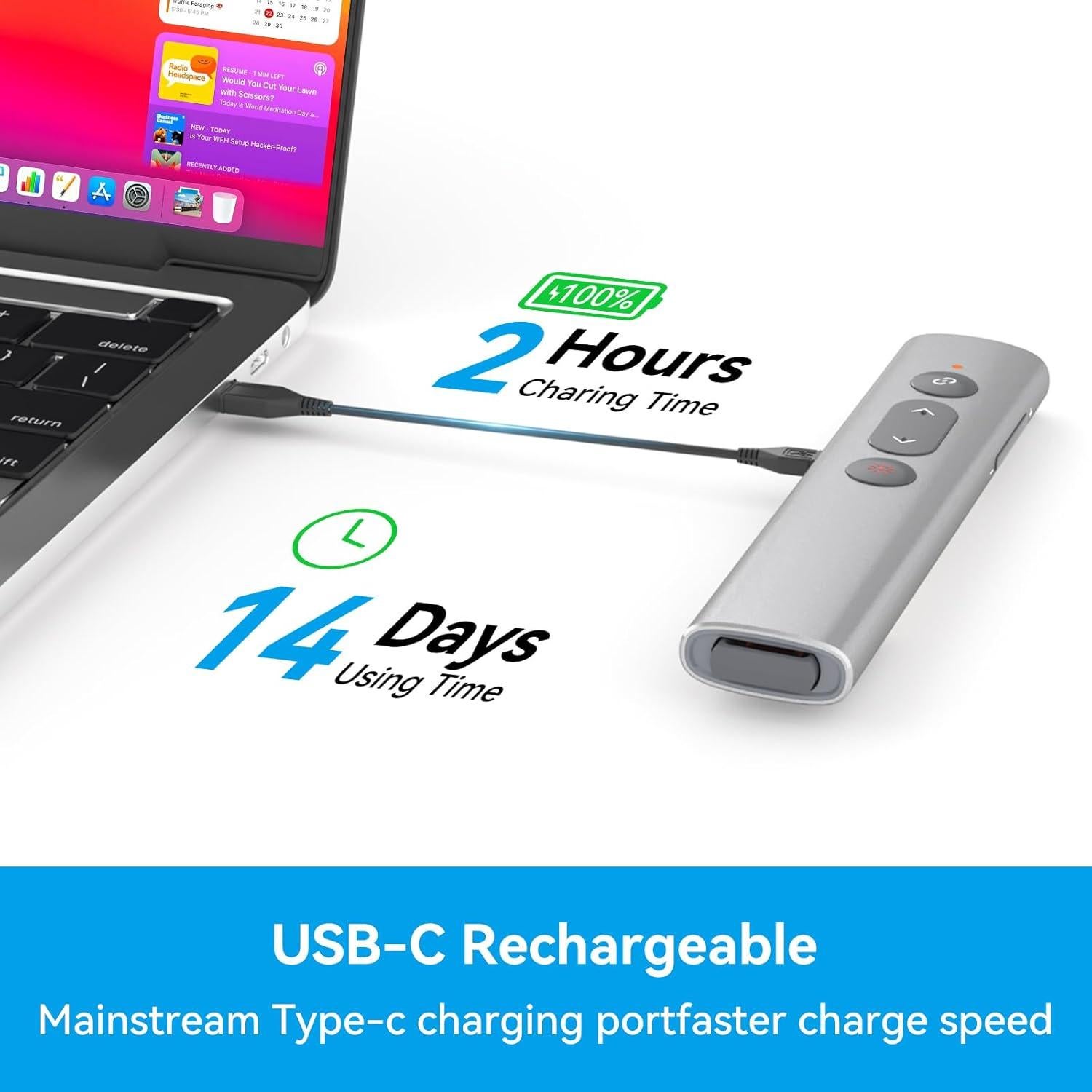 Clicker de Presentación PPTSLID 2 en 1 USB C/A Luz Roja