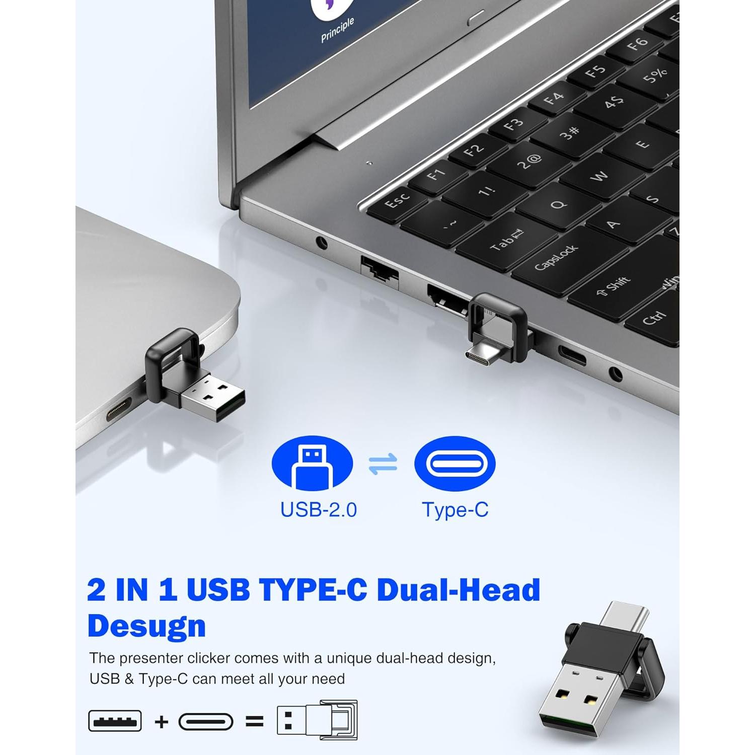 Clicker de Presentación Inalámbrico USB Tipo C con Luz Roja