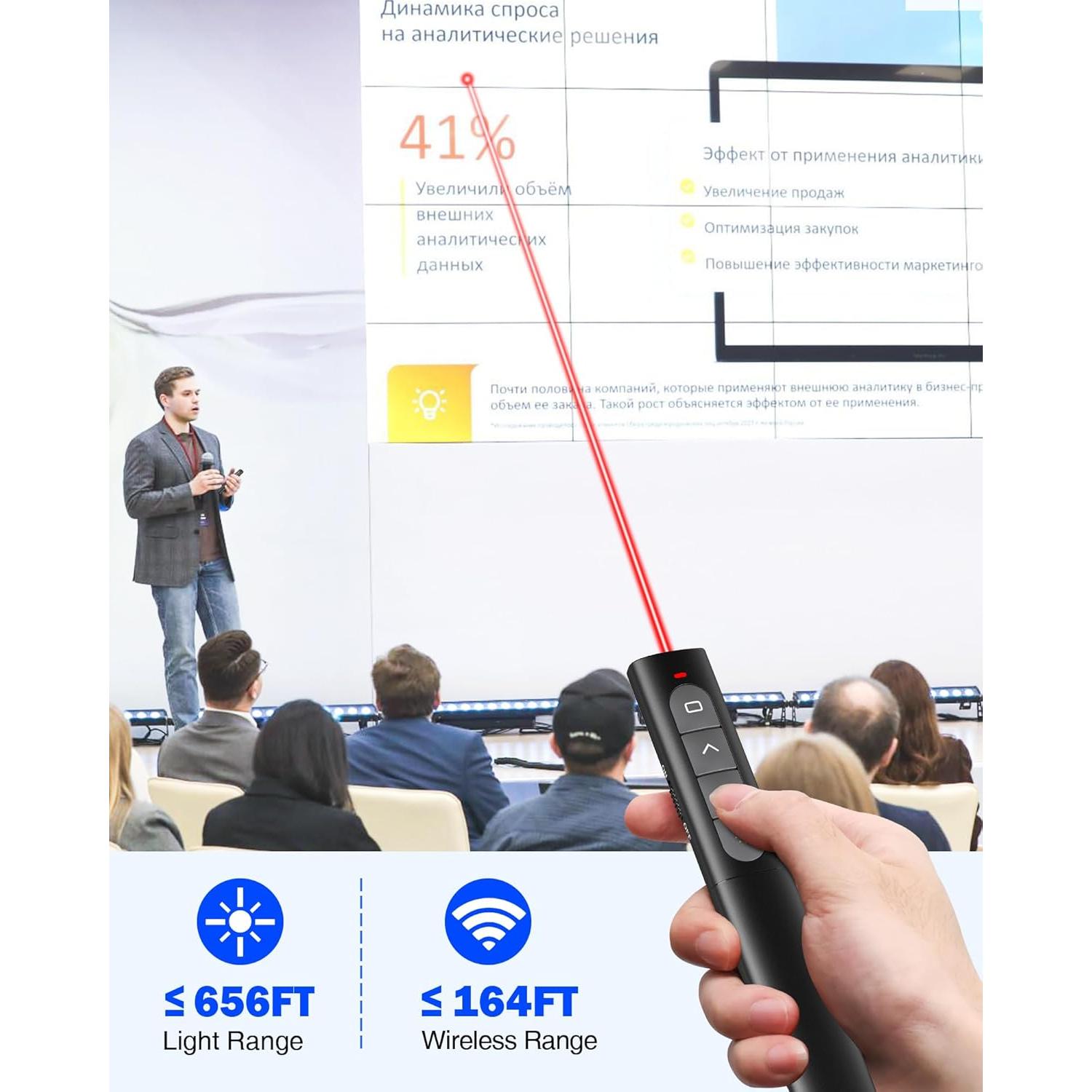 Clicker de Presentación Inalámbrico USB Tipo C con Luz Roja