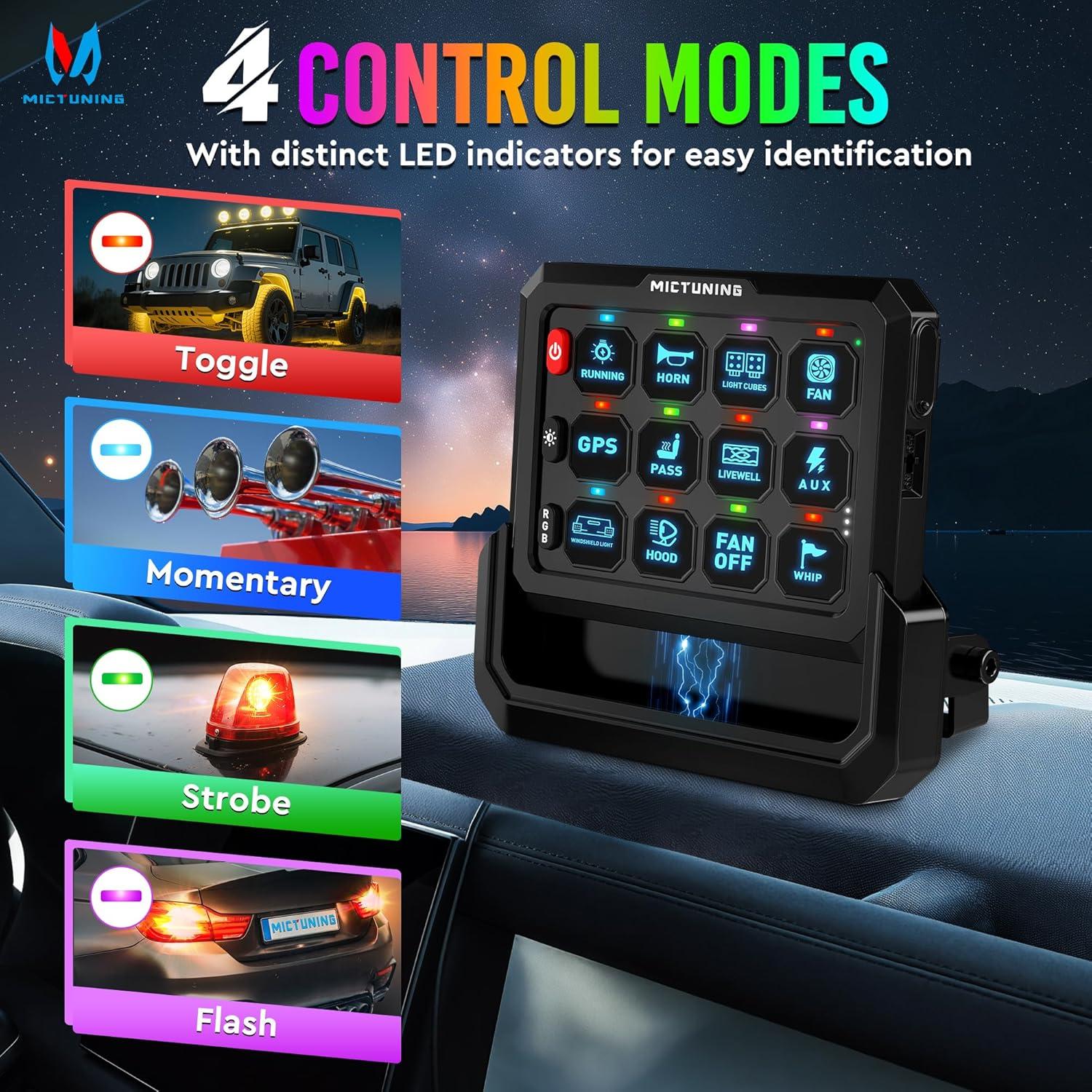 Panel de Interruptores Inalámbrico MICTUNING P1s-W+ 12 Gang