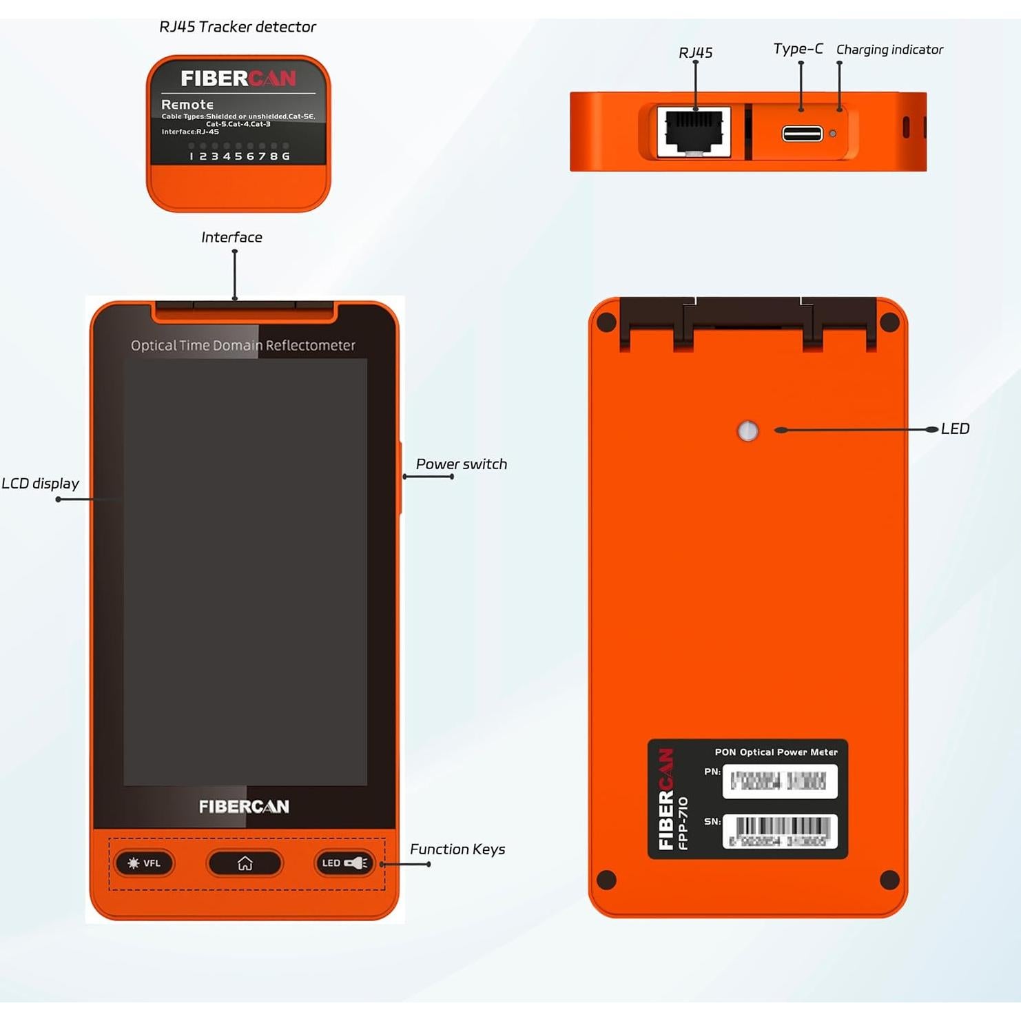 Probador de Fibra Óptica Multifuncional Fibercan FOT-800-D32 150KM