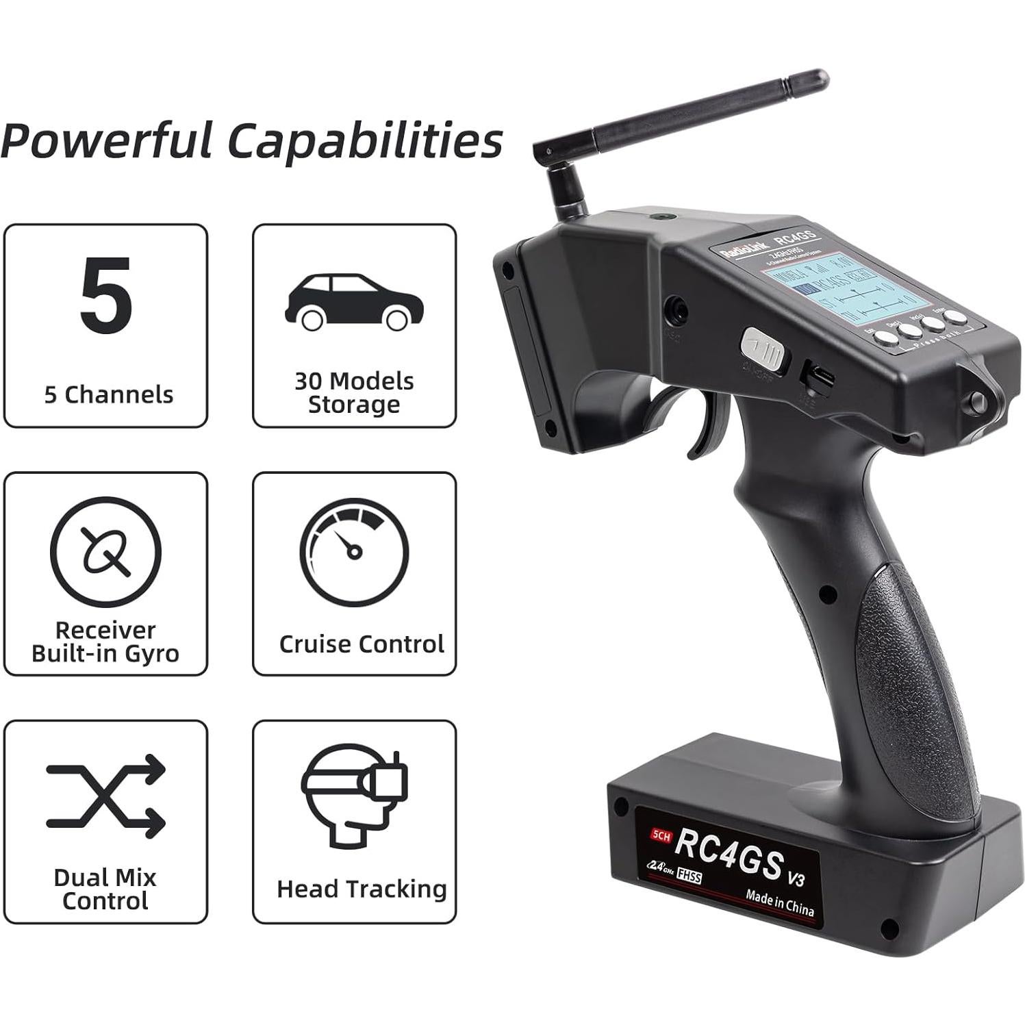 Transmisor y Receptor RC Radiolink RC4GS V3 5 Canales 2.4GHz
