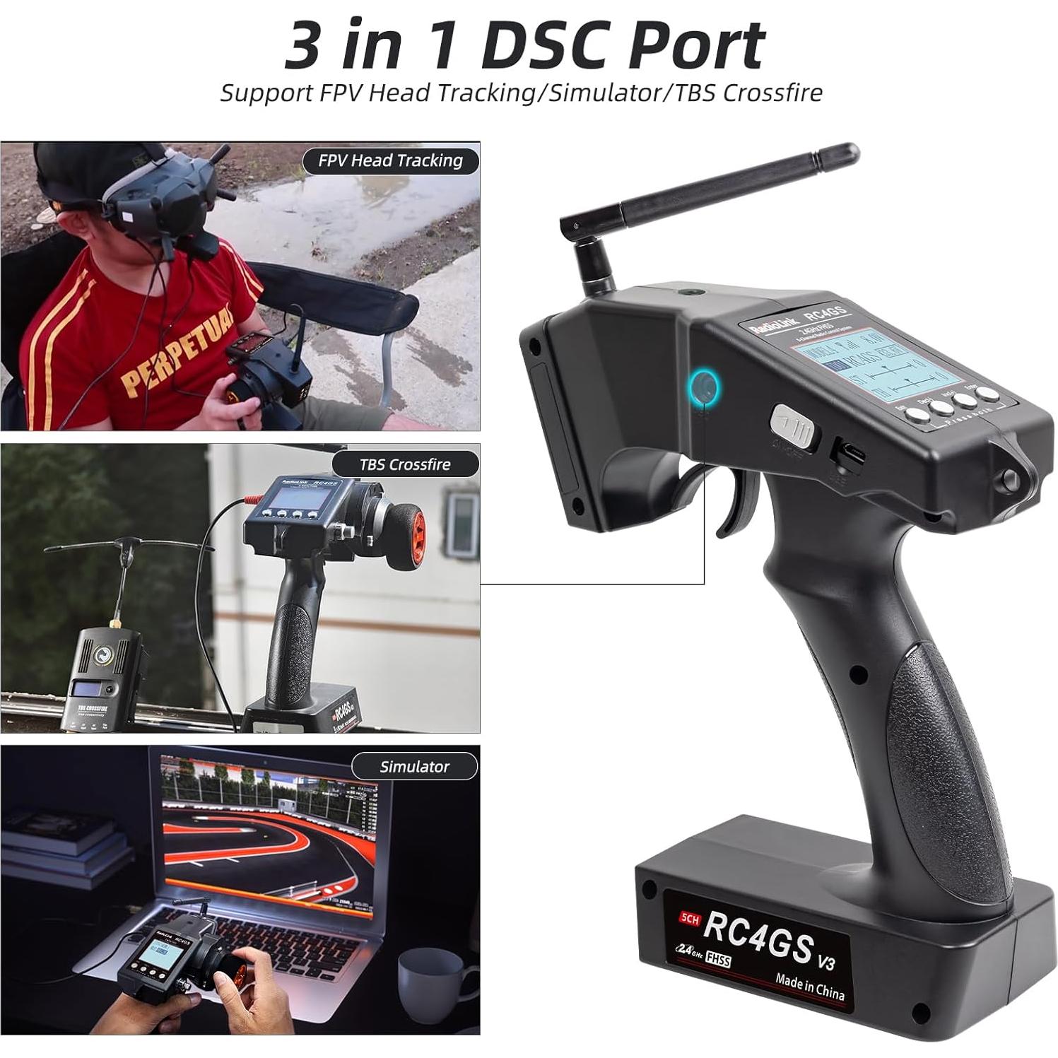 Transmisor y Receptor RC Radiolink RC4GS V3 5 Canales 2.4GHz