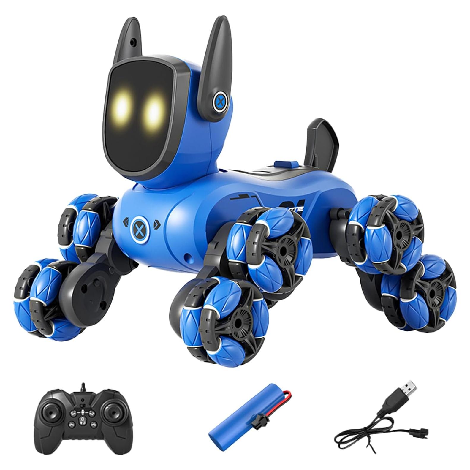 Robot Perro Acrobático RC 4WD Elecci, 8 Ruedas, Luz y Sonido