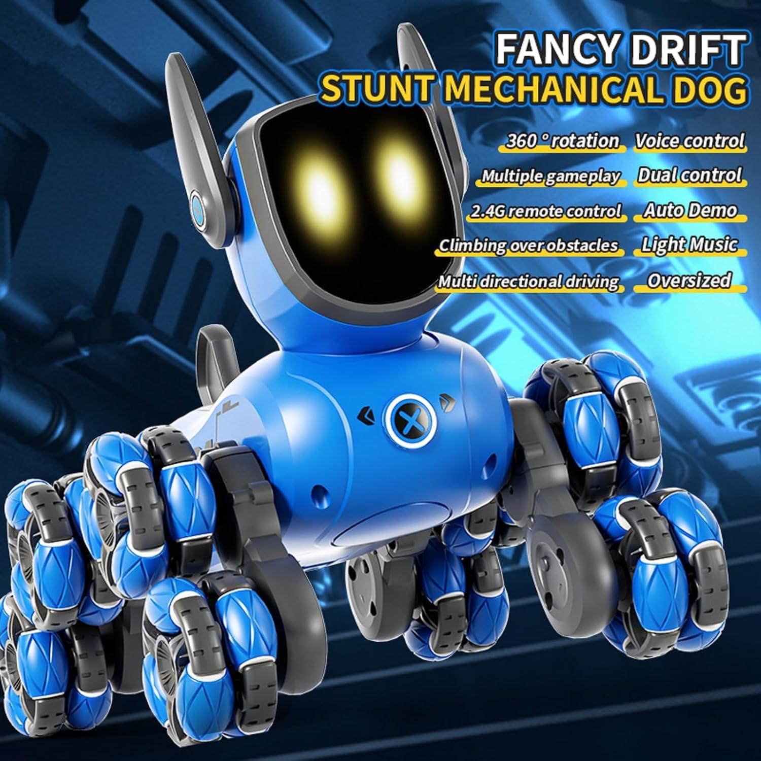 Robot Perro Acrobático RC 4WD Elecci, 8 Ruedas, Luz y Sonido