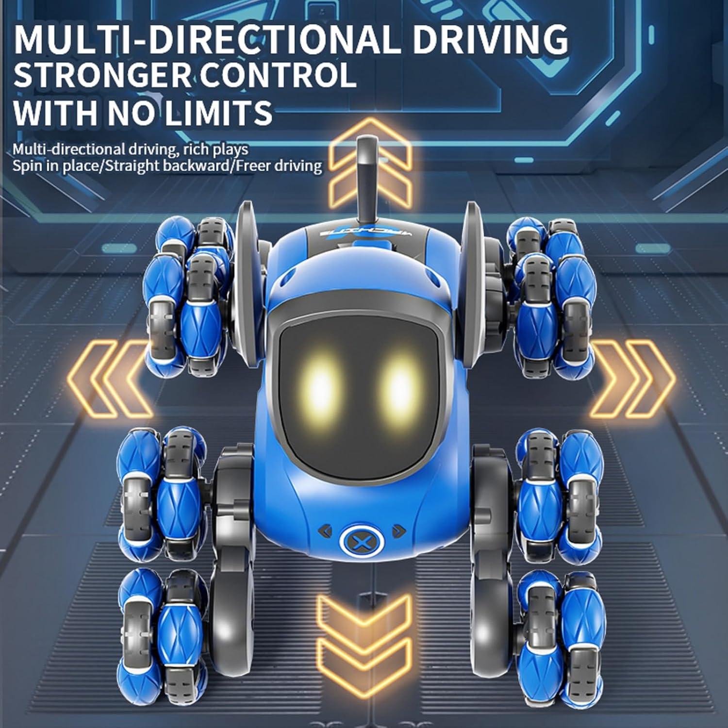 Robot Perro Acrobático RC 4WD Elecci, 8 Ruedas, Luz y Sonido