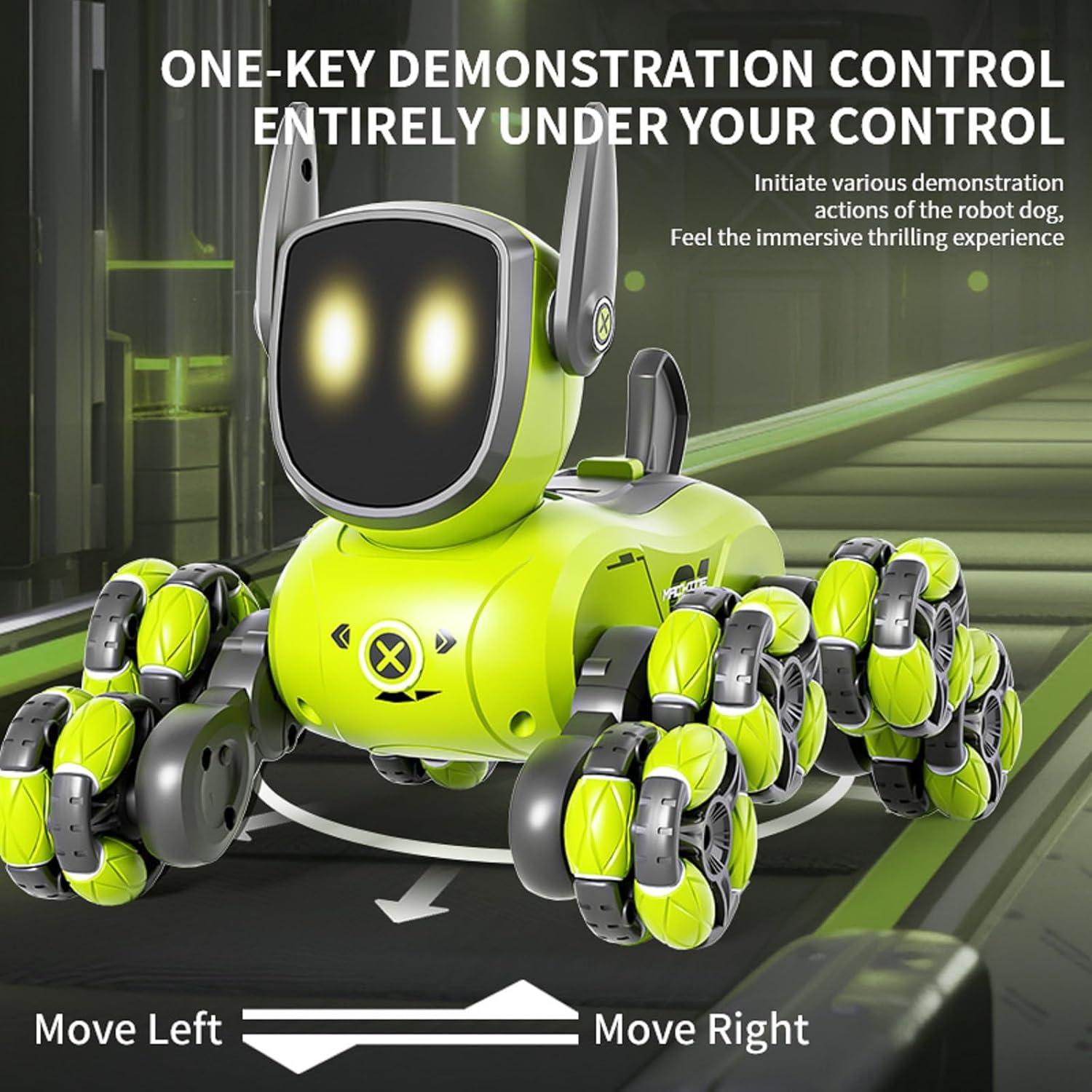 Robot Perro Acrobático RC 4WD Elecci, 8 Ruedas, Luz y Sonido