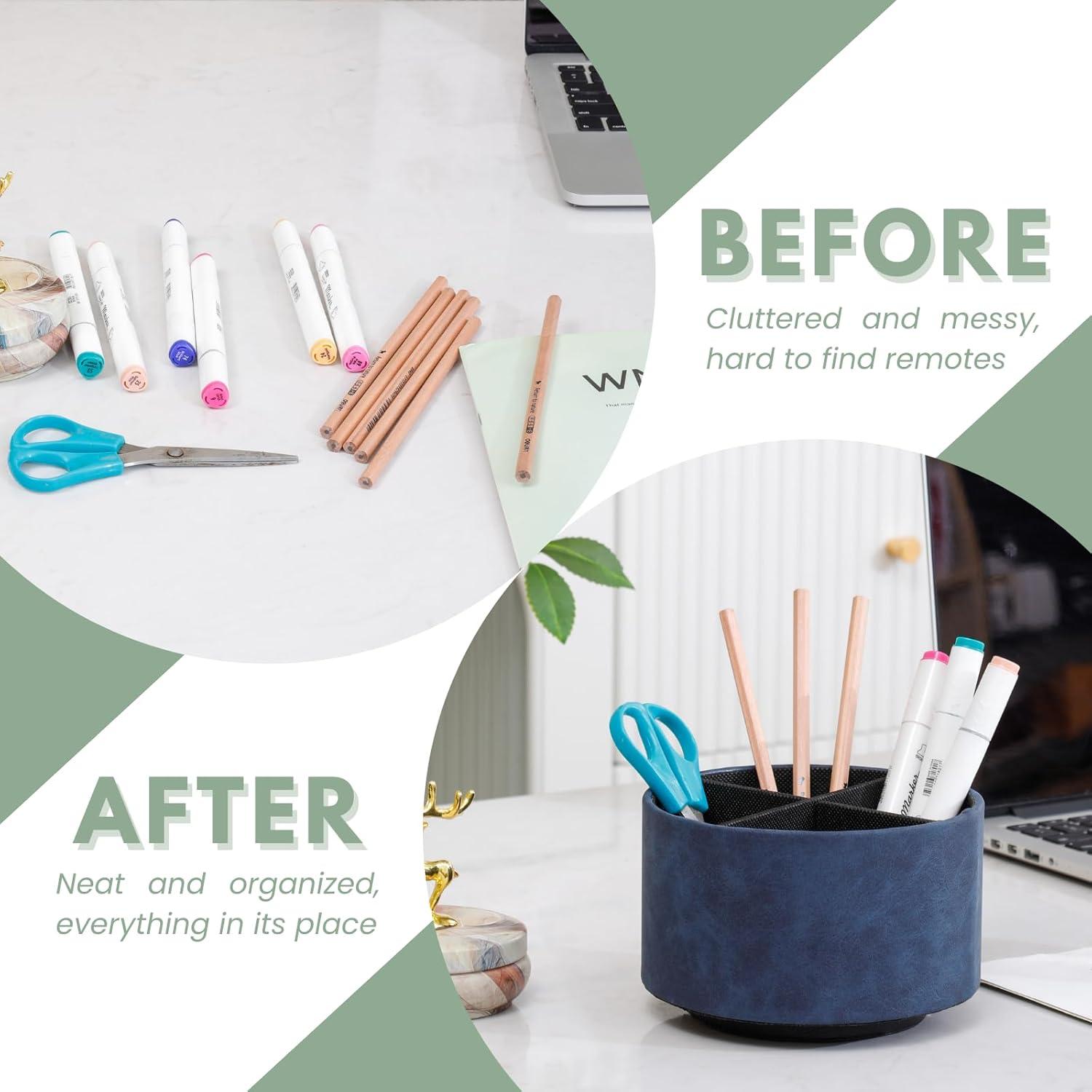 Organizador de Escritorio LINKWELL Azul 4 Compartimentos 360°