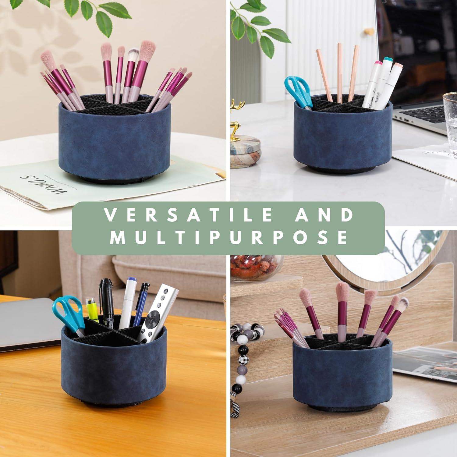 Organizador de Escritorio LINKWELL Azul 4 Compartimentos 360°