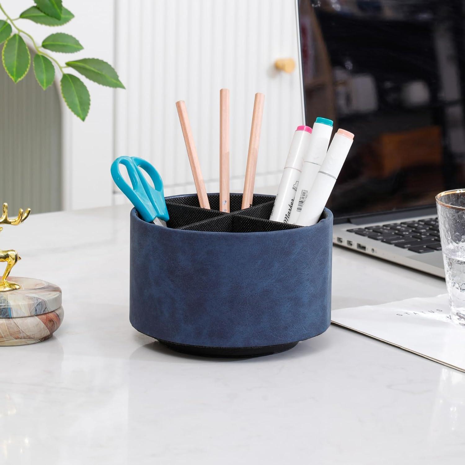 Organizador de Escritorio LINKWELL Azul 4 Compartimentos 360°