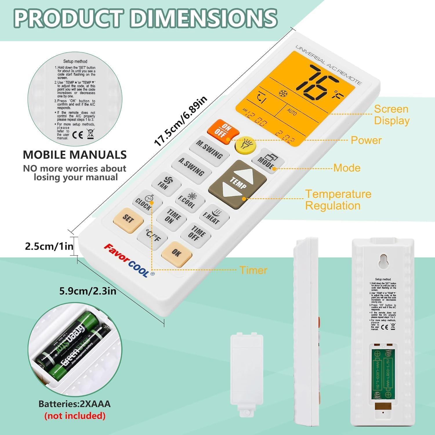 Control Remoto Universal LCD FavorCOOL para Aire Acondicionado