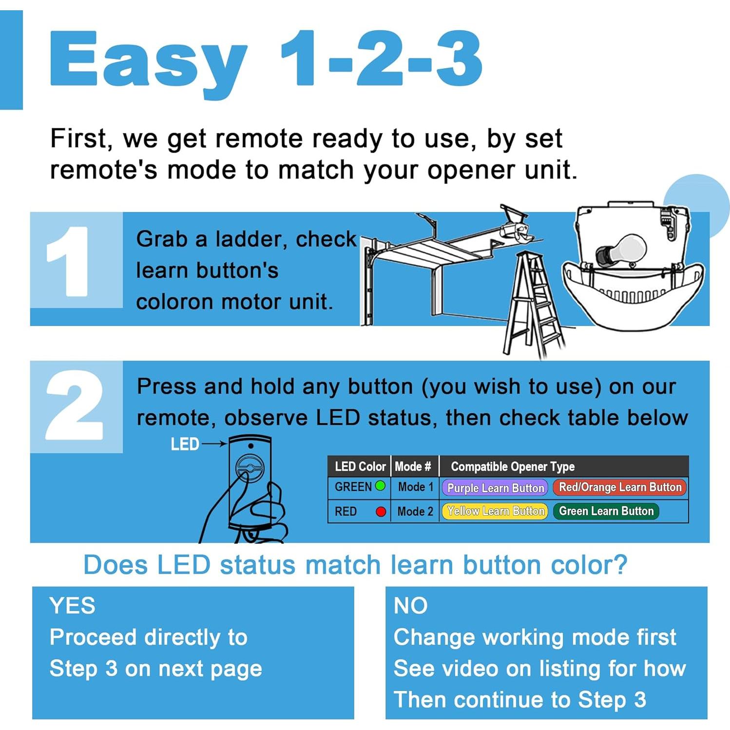 Control Remoto de Puerta de Garaje DDCafor 893MAX 2 Botones
