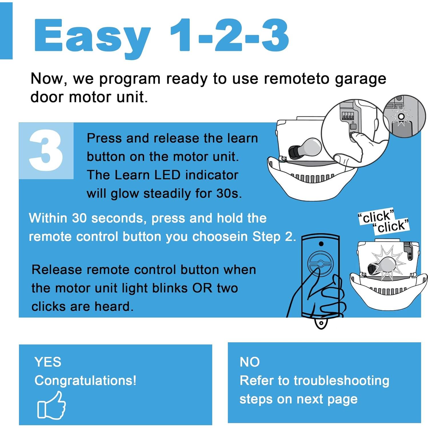 Control Remoto de Puerta de Garaje DDCafor 893MAX 2 Botones