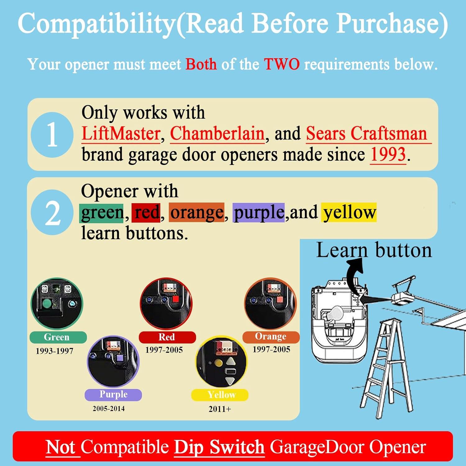 Control Remoto de Garaje Liftmaster 893MAX 891LM 2 Piezas