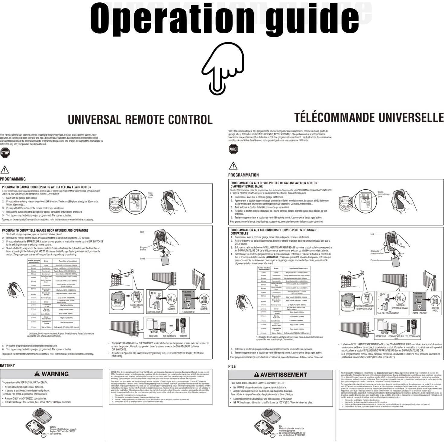 Control Remoto Universal 380UT XINAXDE para Garaje - Paquete de 2