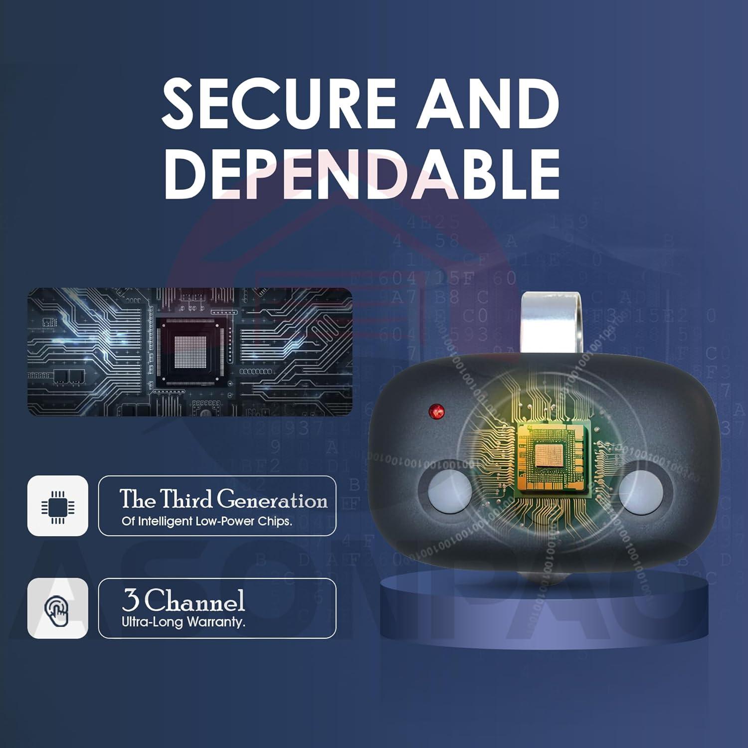 Control Remoto de Garaje ASONPAO MCT-3 2 Piezas 67.6g