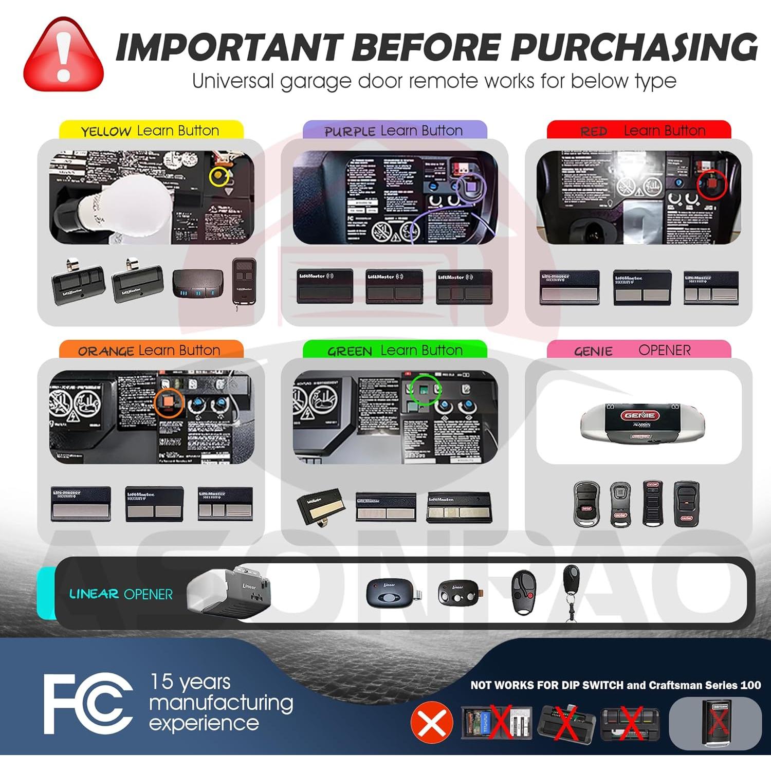 Control Remoto Universal de Puerta de Garaje ASONPAO 893Max 895Max