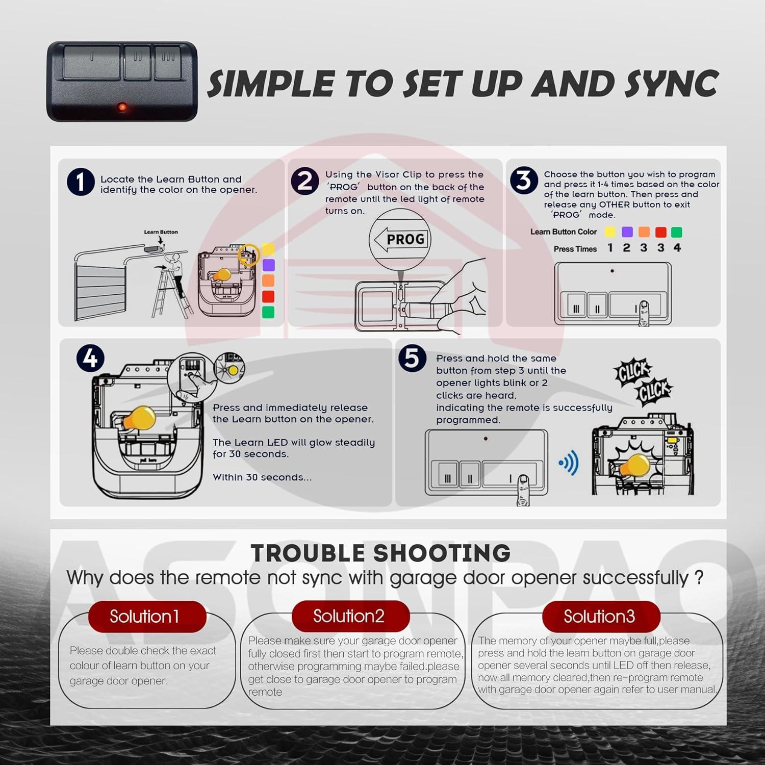 Control Remoto Universal LiftMaster 893Max para Garaje 2PCS