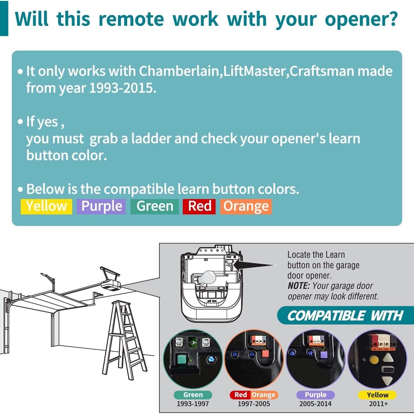 Control Remoto Universal LiftMaster Chamberlain 3 Botones