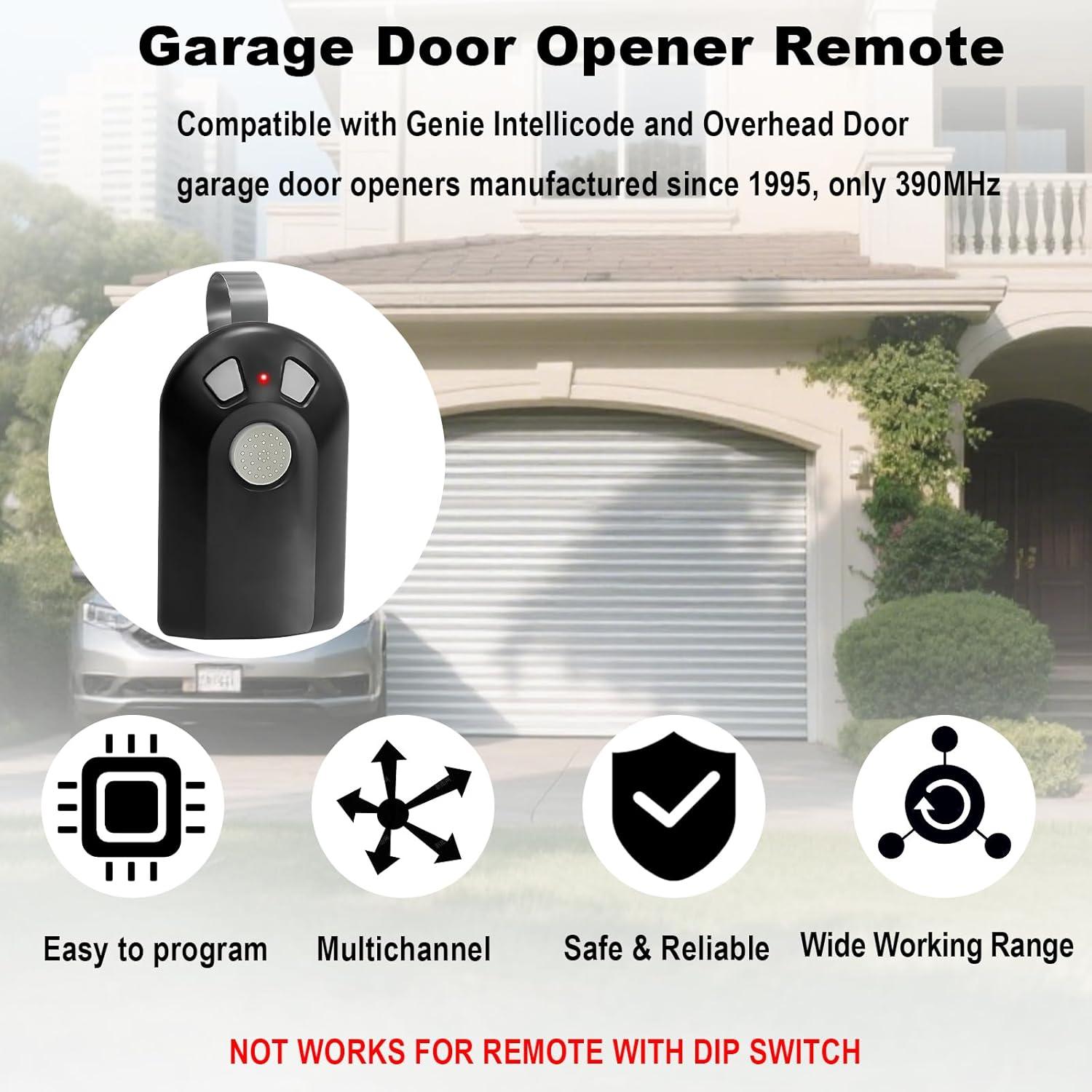 1 for Genie Garage Door Opener Remote,Compatible with Genie Intellicode & Overhead Door Garage Door Opener, ACSCTG Type 3 GIT-3 Garage Door Remote 3-Button Remote (390MHz)