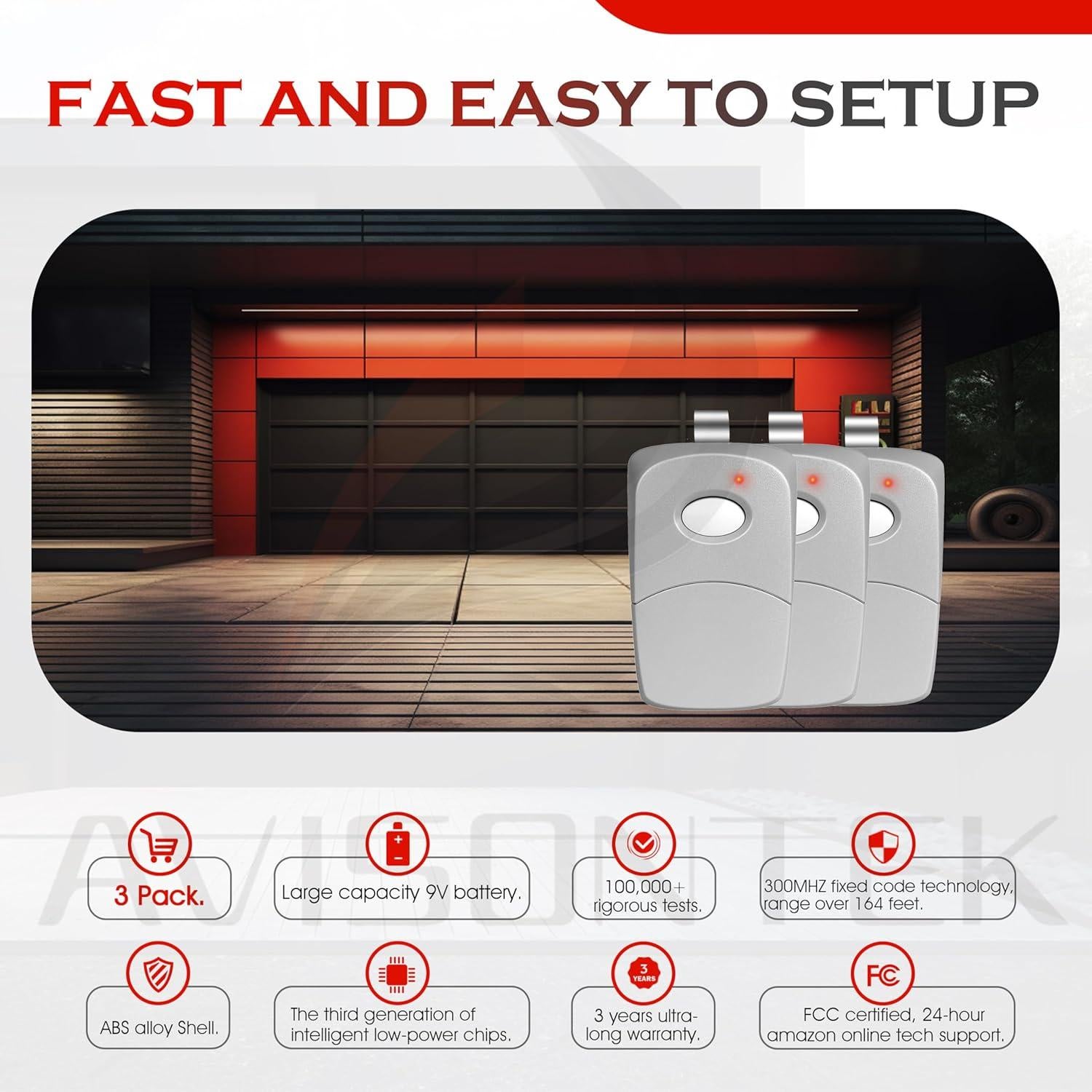Control Remoto de Garaje MultiCode 3089 Avisontek 3PCS