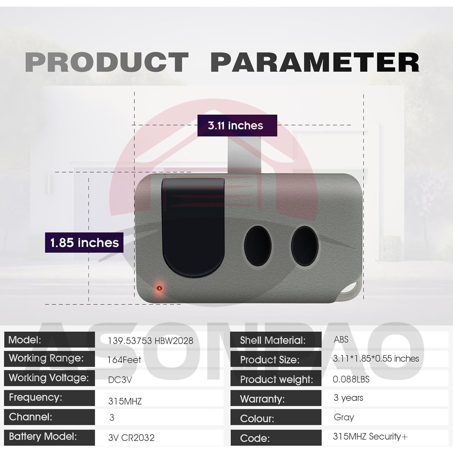 Control Remoto de Puerta de Garaje Sears Craftsman 139.53753