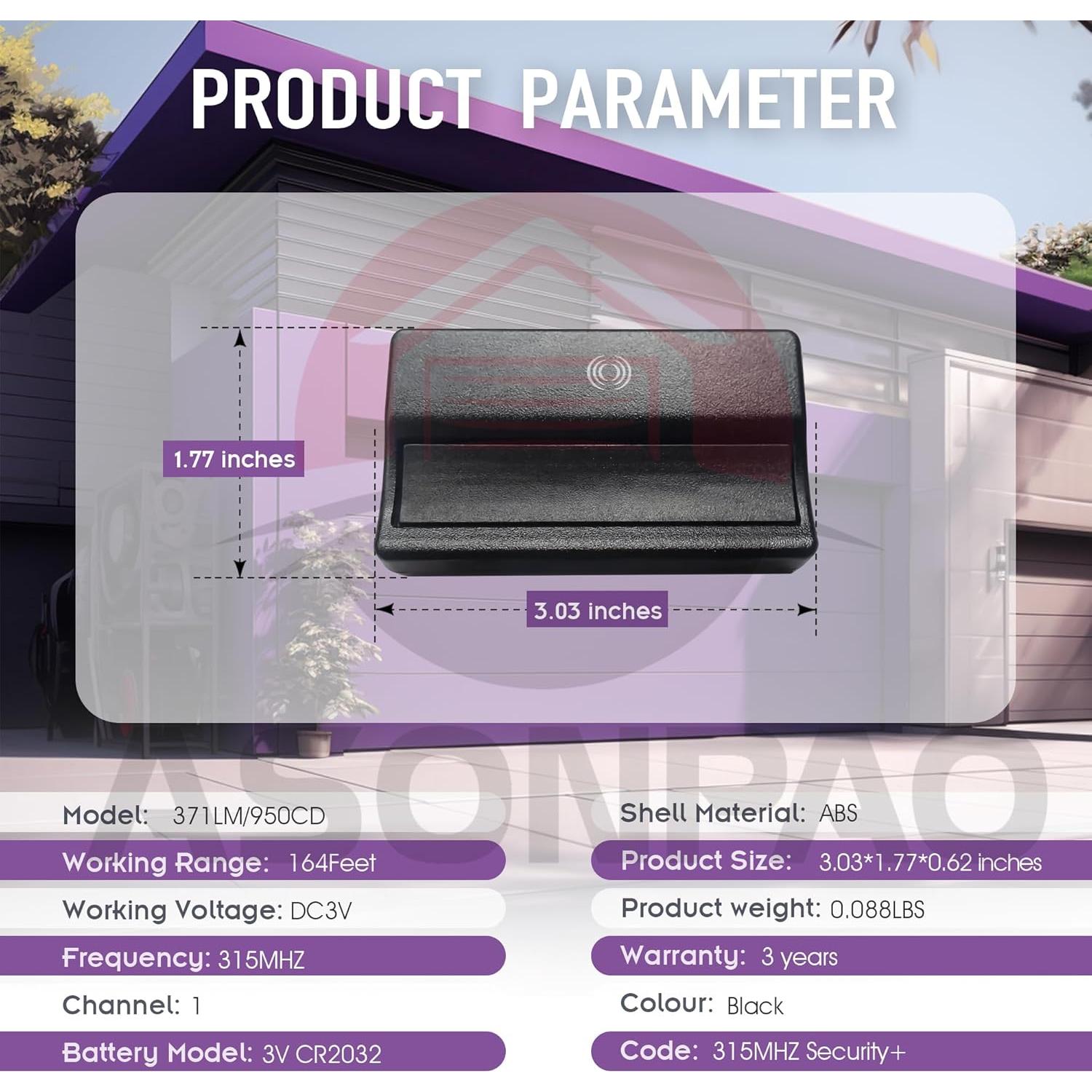 Control Remoto LiftMaster 371LM para Puerta de Garaje 315MHz