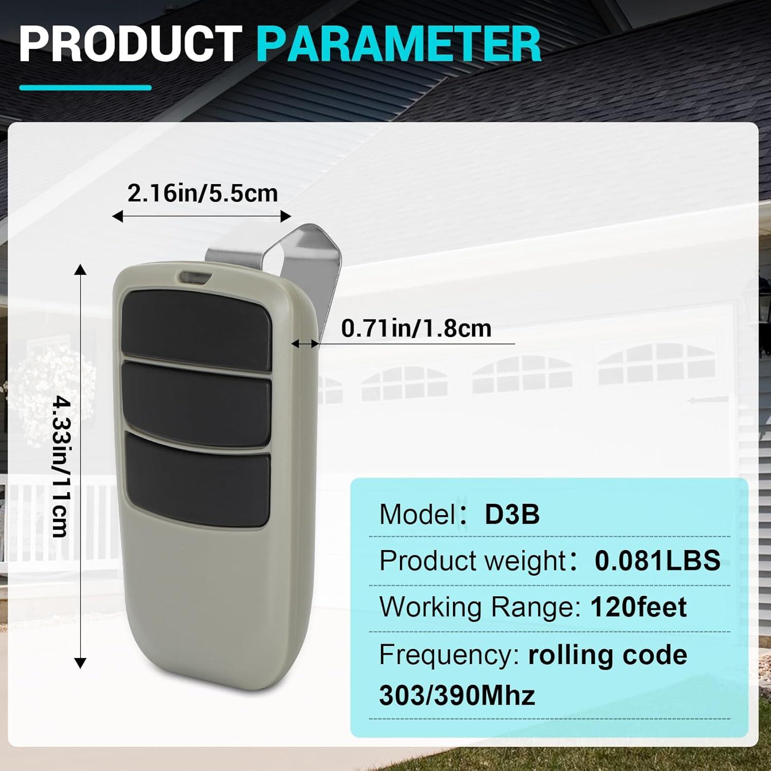 Control Remoto D3B Pevxou para Puerta de Garaje Guardian 2 Pzs
