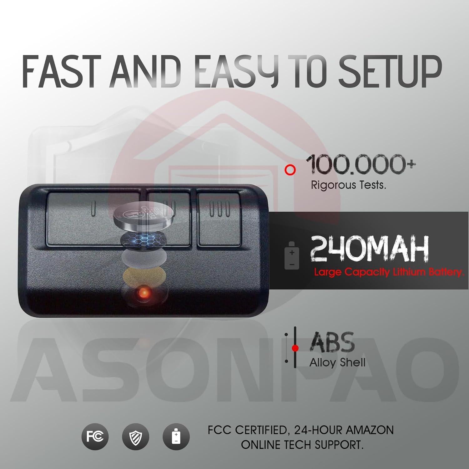 Control Remoto Universal ASONPAO 953EV-P2 para Garaje