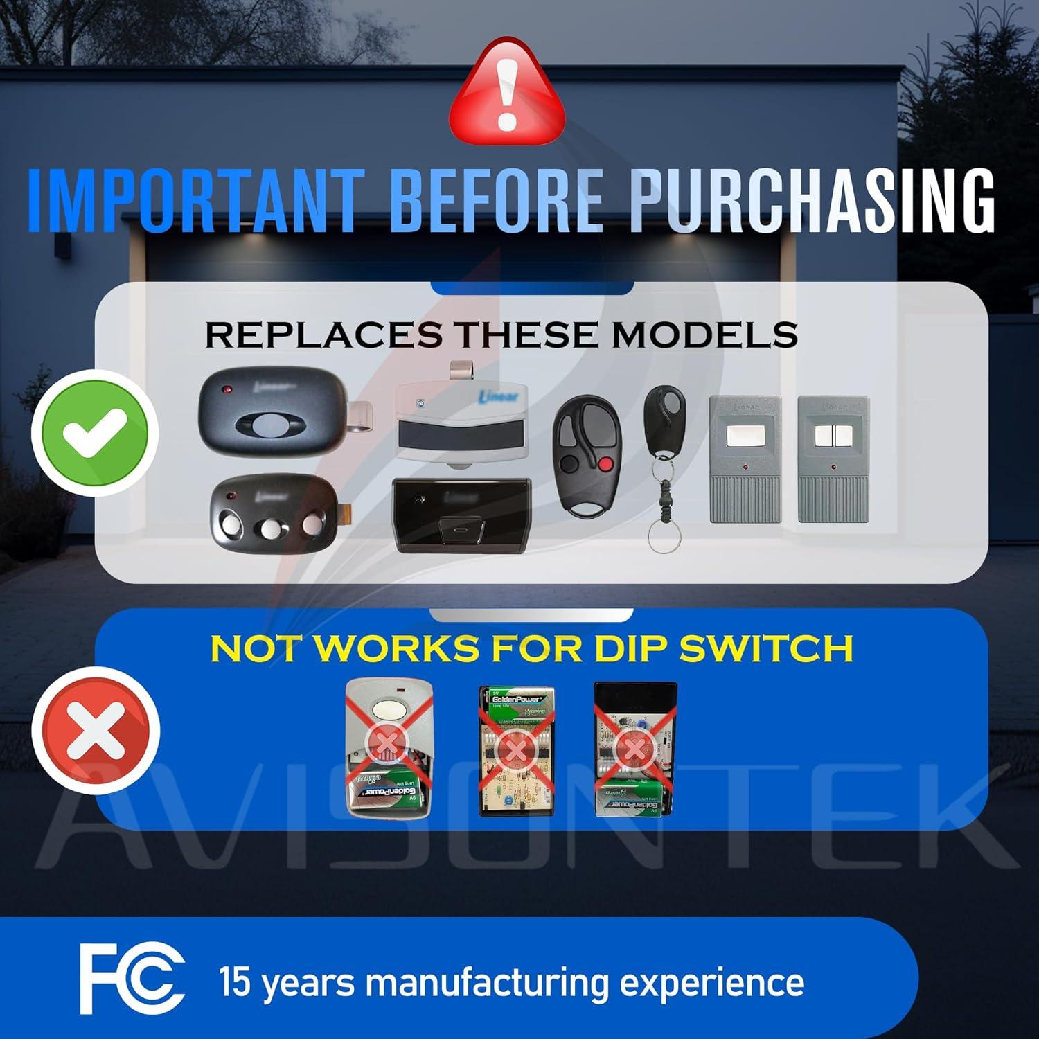 Abridor de Puerta de Garaje Remoto Linear MCT-11 - 2 Paquete