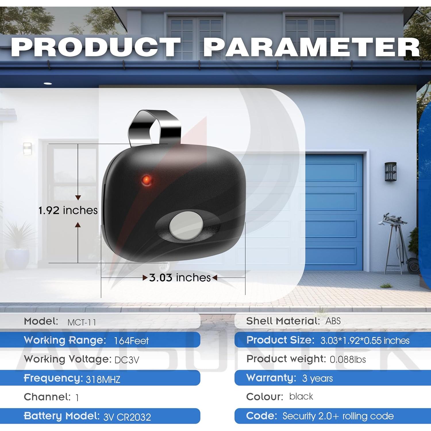 Abridor de Puerta de Garaje Remoto Linear MCT-11 - 2 Paquete