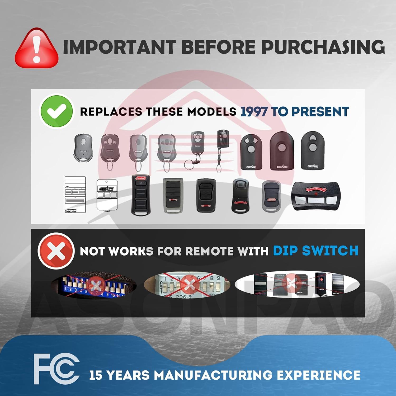 Control Remoto de Puerta de Garaje Genie GITR-3 - 2 Unidades