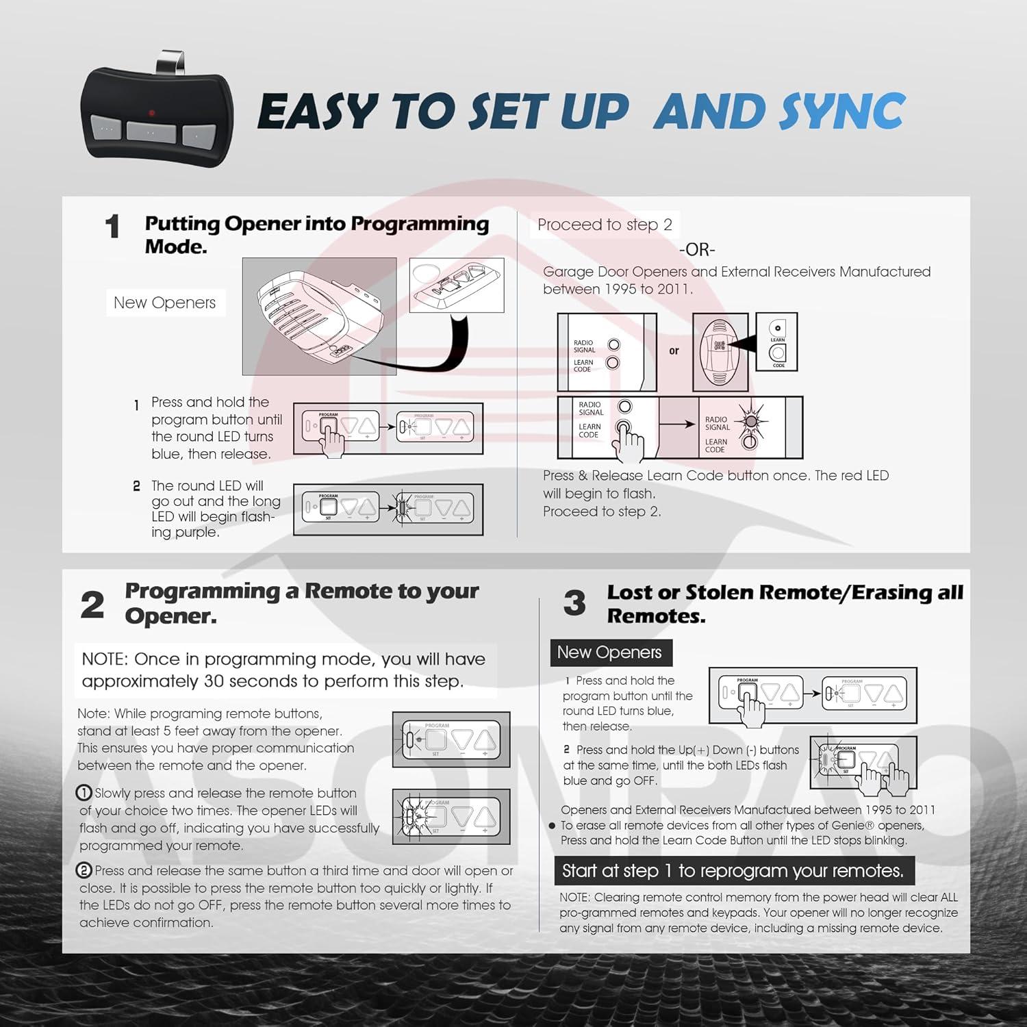 Control Remoto de Puerta de Garaje Genie GITR-3 - 2 Unidades