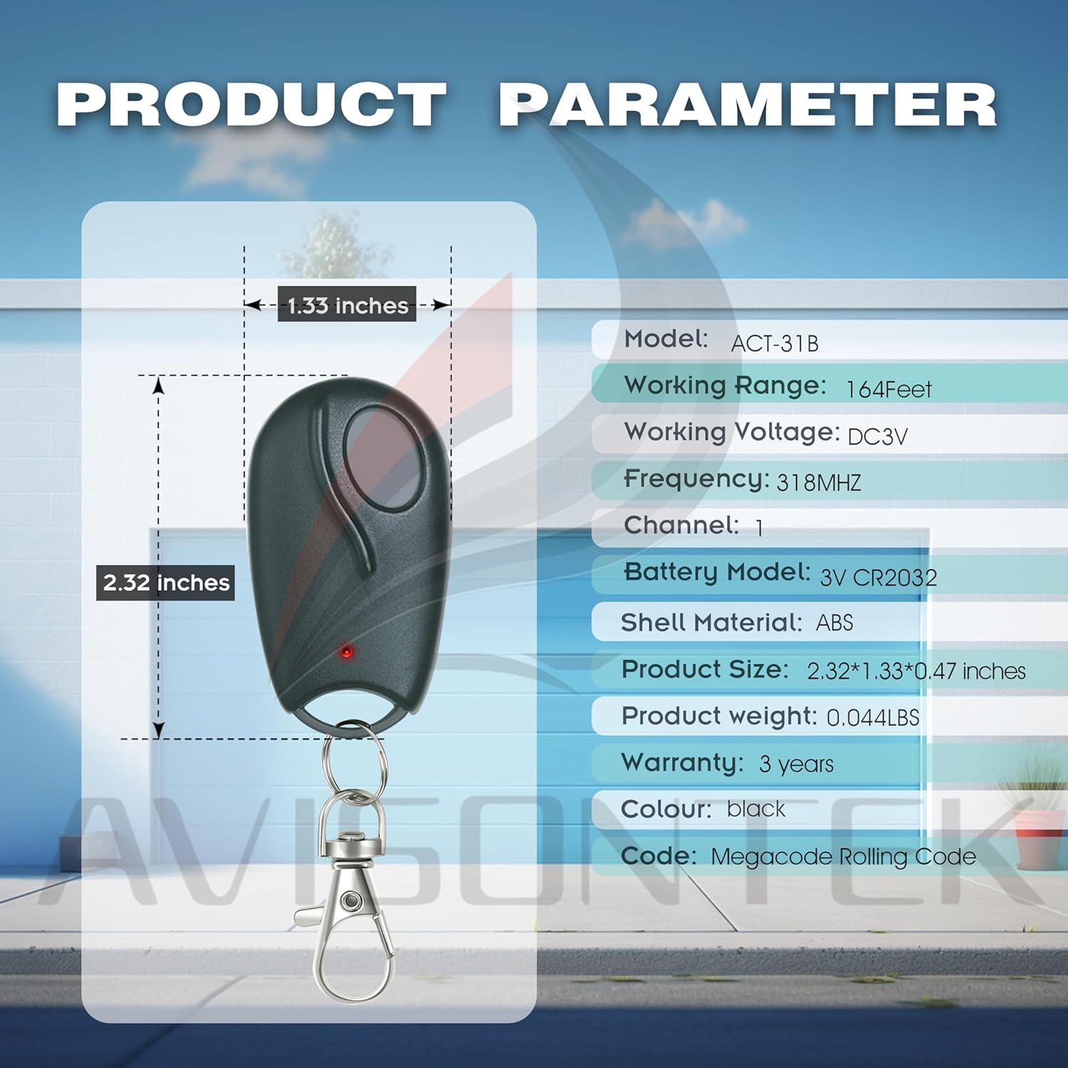 Abridor de Puerta de Garaje Remoto Linear ACT-31B 3 Años Garantía