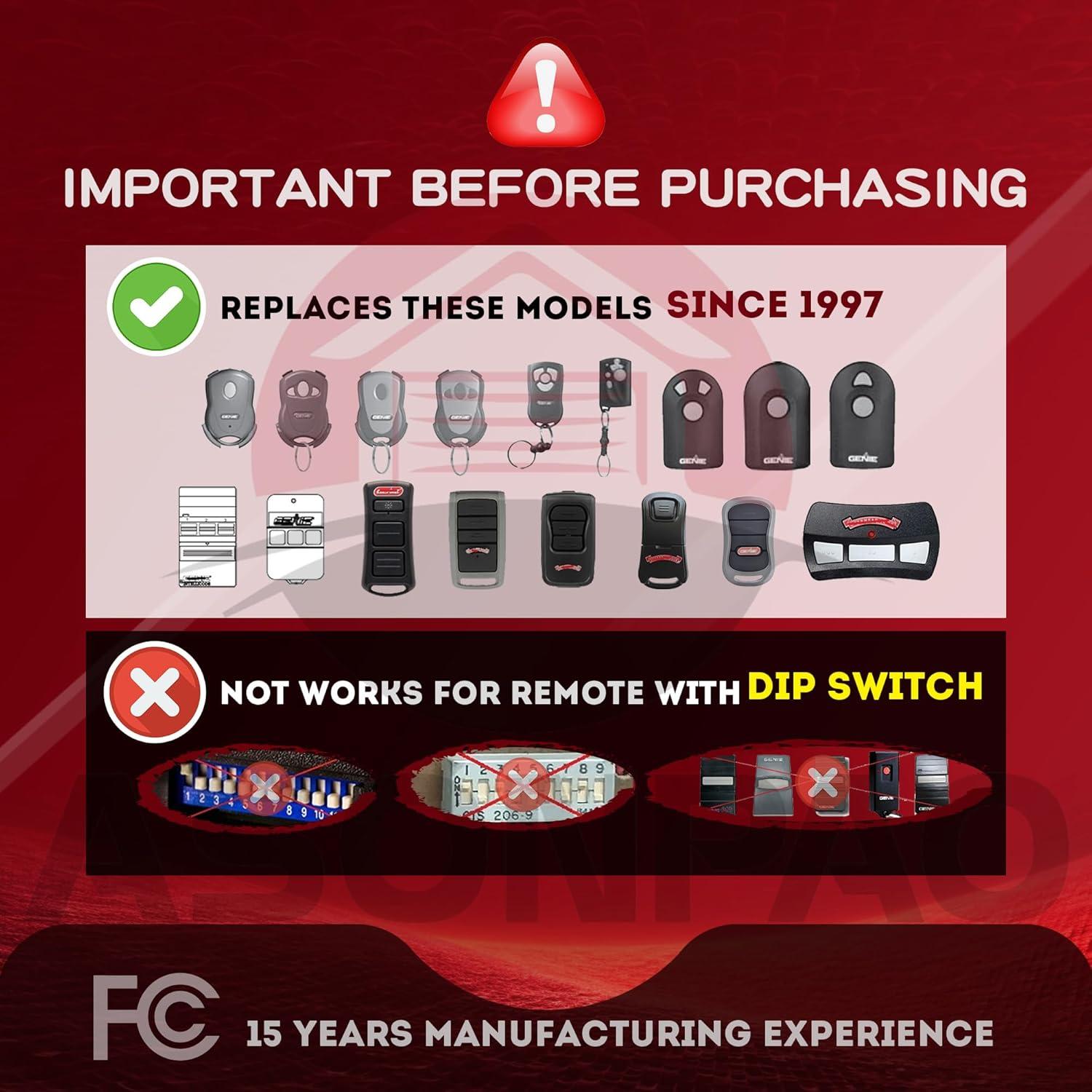 Abridor de Puerta de Garaje Remoto ASONPAO O3T-BX O3T-A 2 Pcs