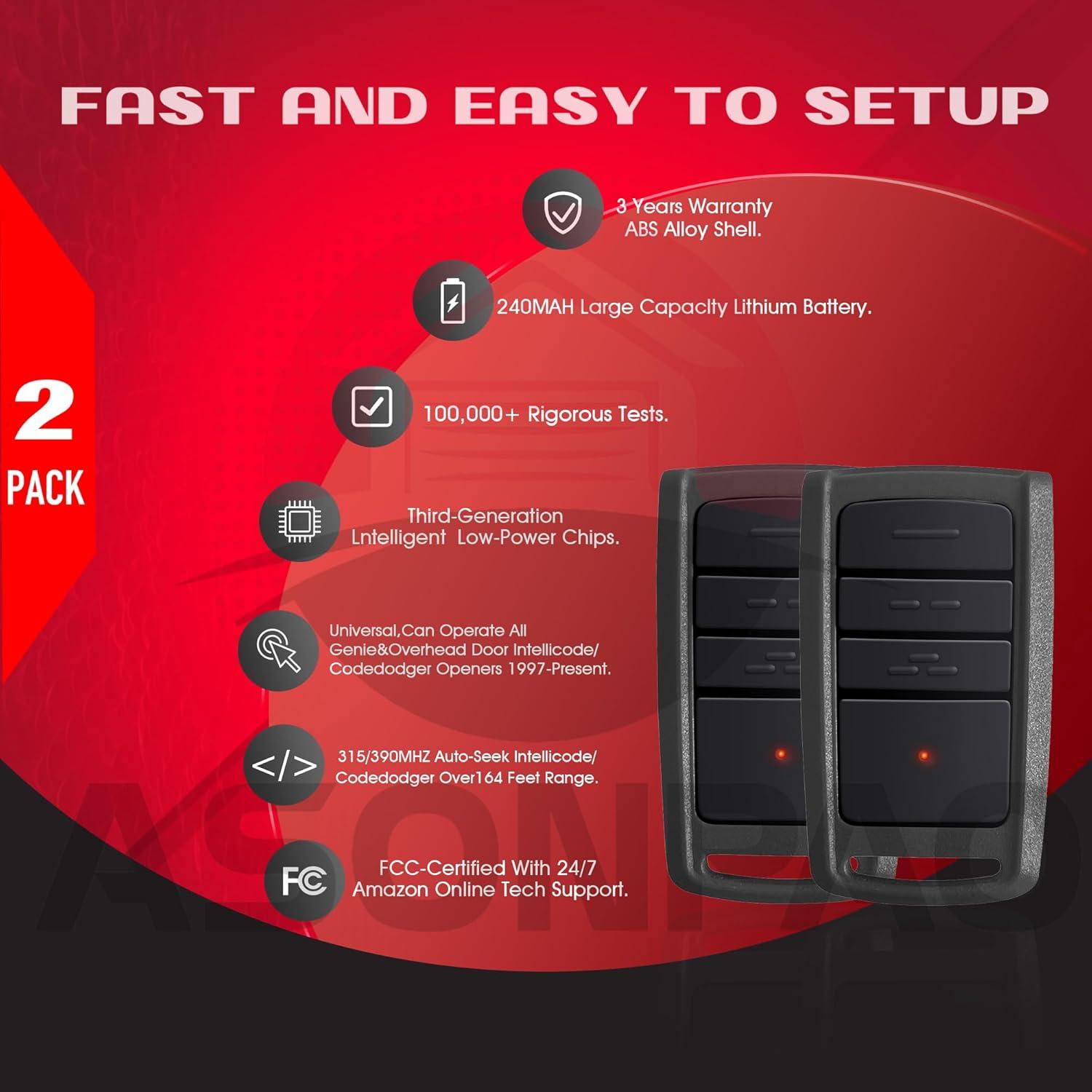 Abridor de Puerta de Garaje Remoto ASONPAO O3T-BX O3T-A 2 Pcs