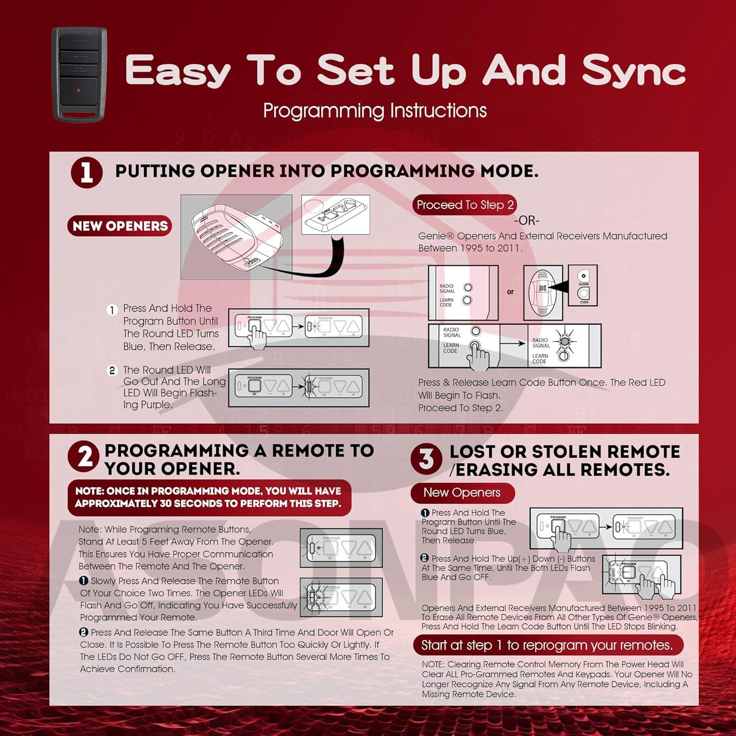 Abridor de Puerta de Garaje Remoto ASONPAO O3T-BX O3T-A 2 Pcs