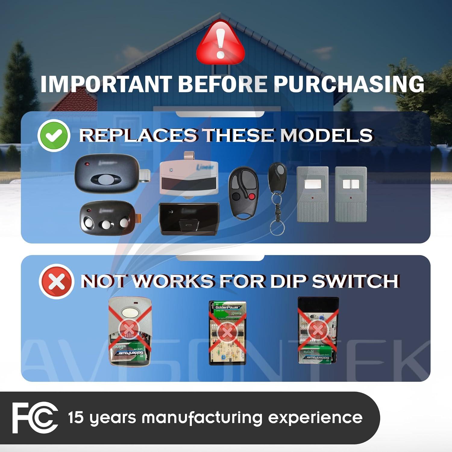 Control Remoto Linear Megacode ACT-31B para Garaje 3 Años Garantía