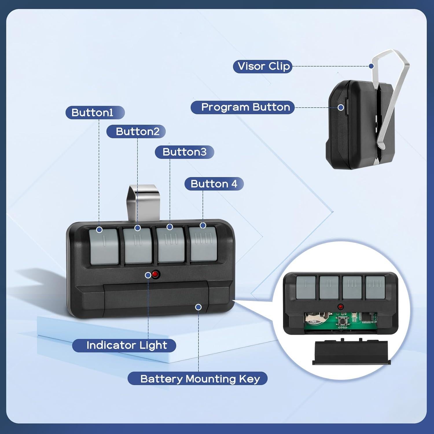 Control Remoto 4 Botones 894LT LiftMaster Universal Negro