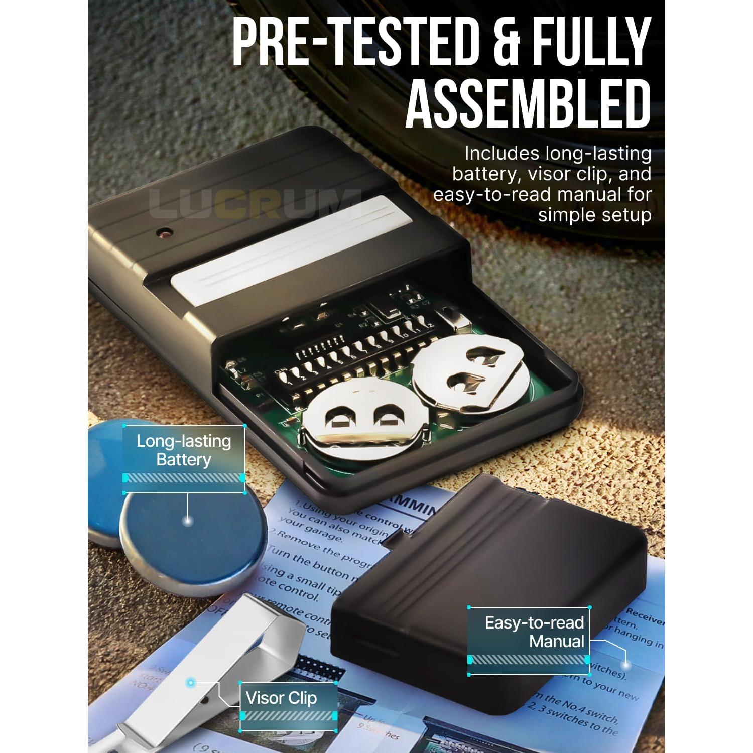 Control Remoto de Puerta de Garaje Lucrum 2-Pack GT90-1 9/12 Dip