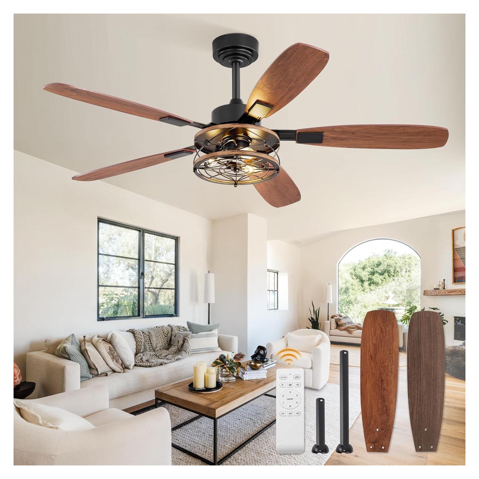 Ventilador de Techo Fanbulous 52" Negro con Luz y Control Remoto