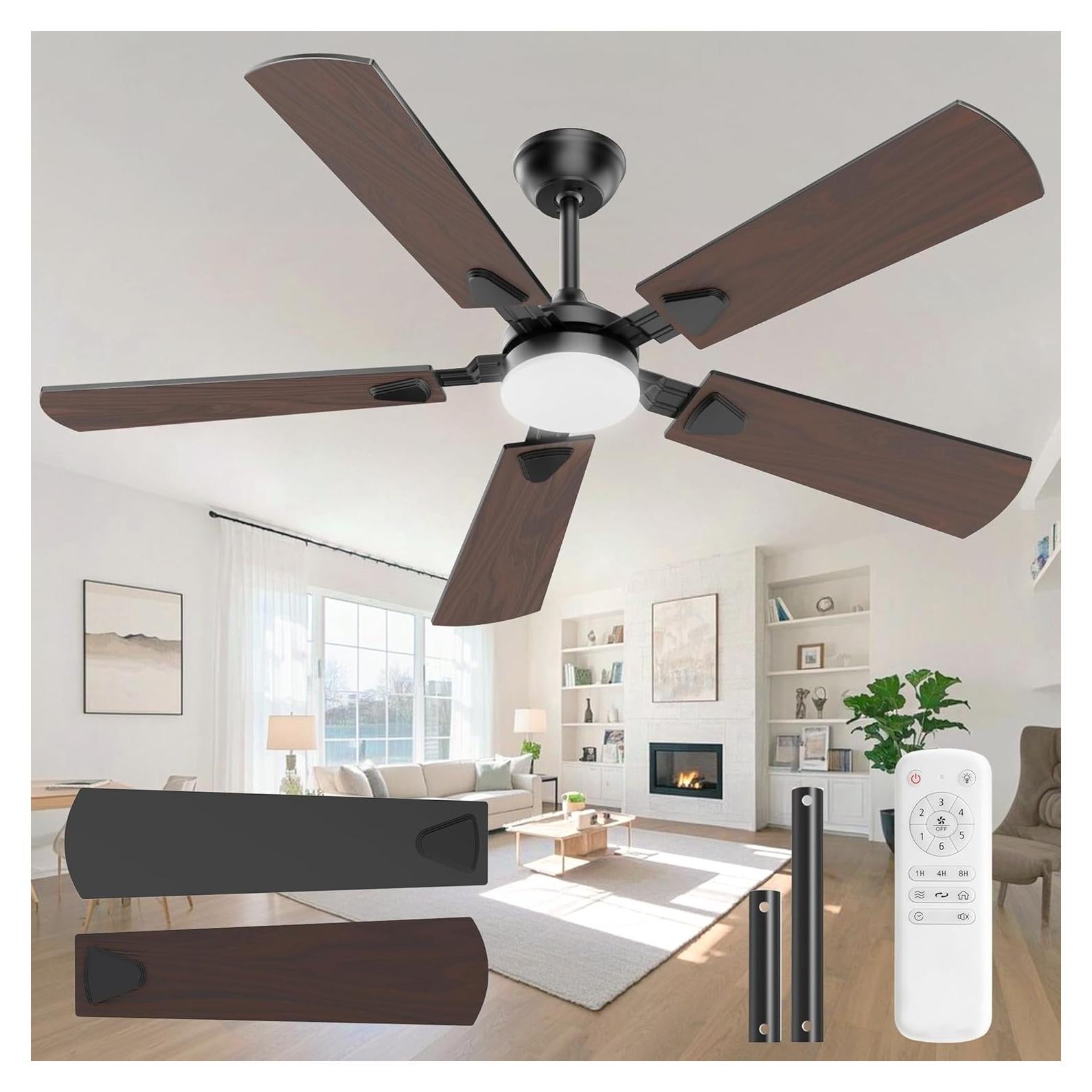 Ventilador de Techo Crazypai 52" con Luces y Control Remoto