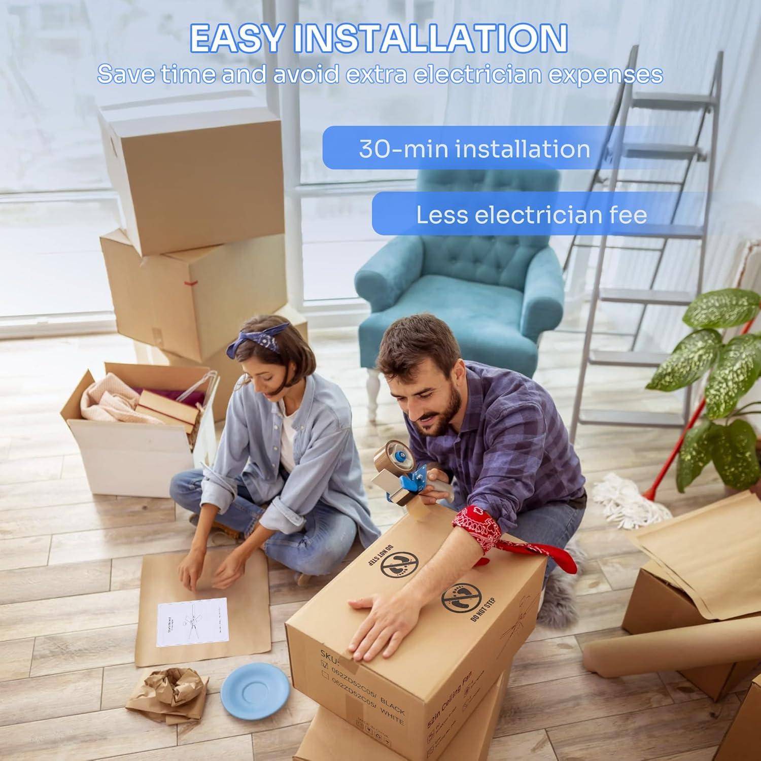 Ventilador de Techo Crazypai 52" con Luces y Control Remoto