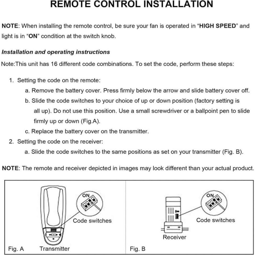 Control Remoto para Ventilador de Techo Hampton Bay FAN-HD