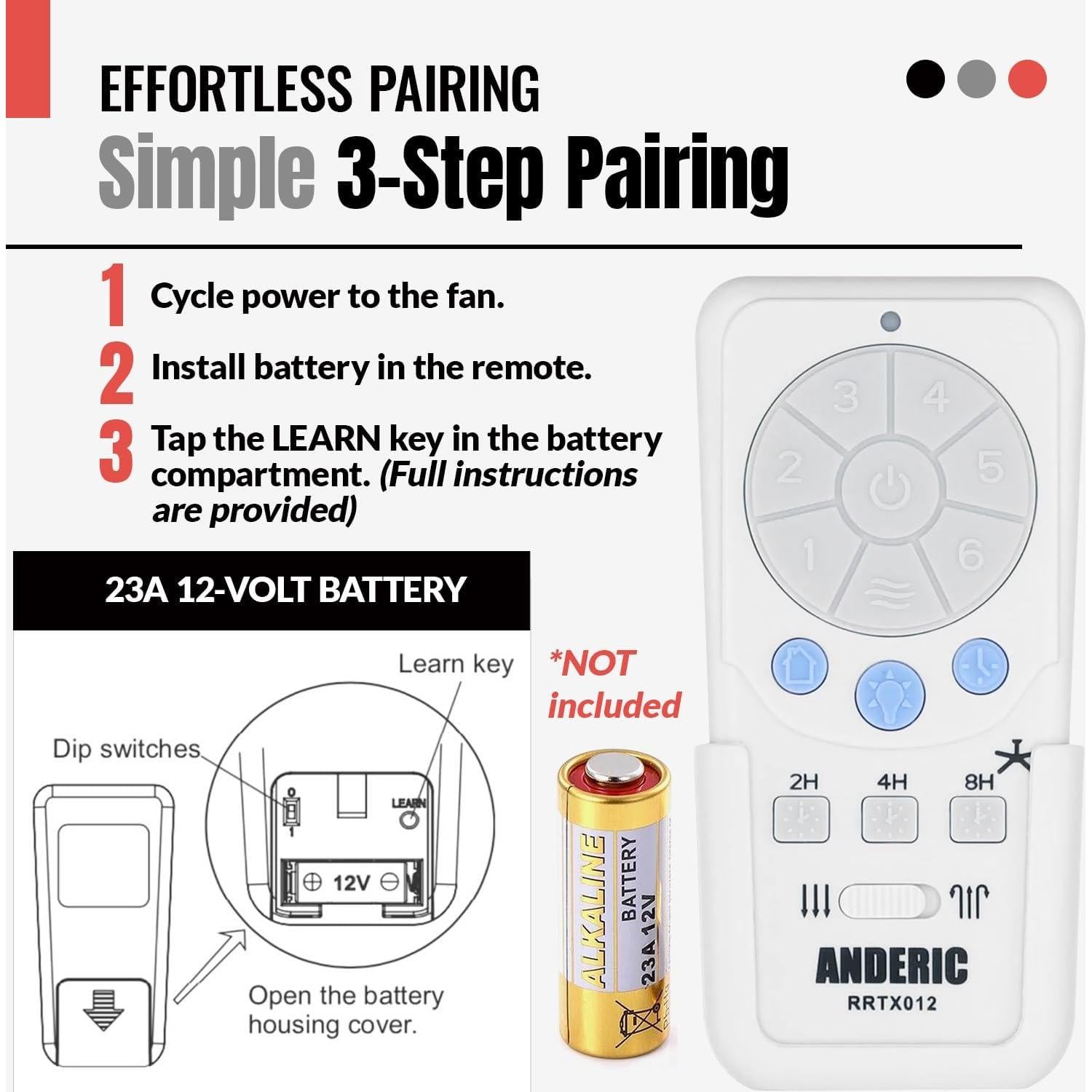 Control Remoto Anderic RRTX012 para Ventilador de Techo DC