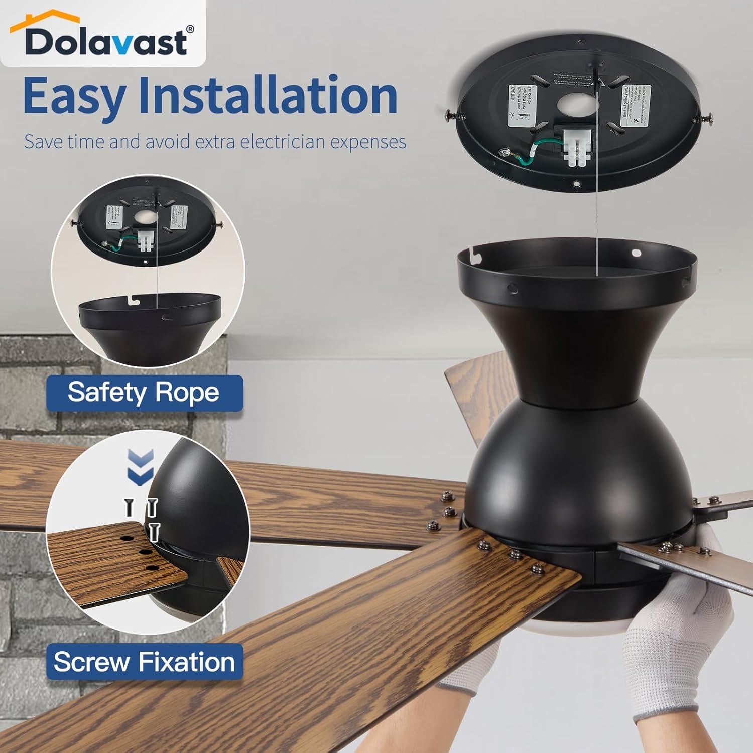 Ventilador de Techo Dolavast 48" con Luz LED y Control Remoto