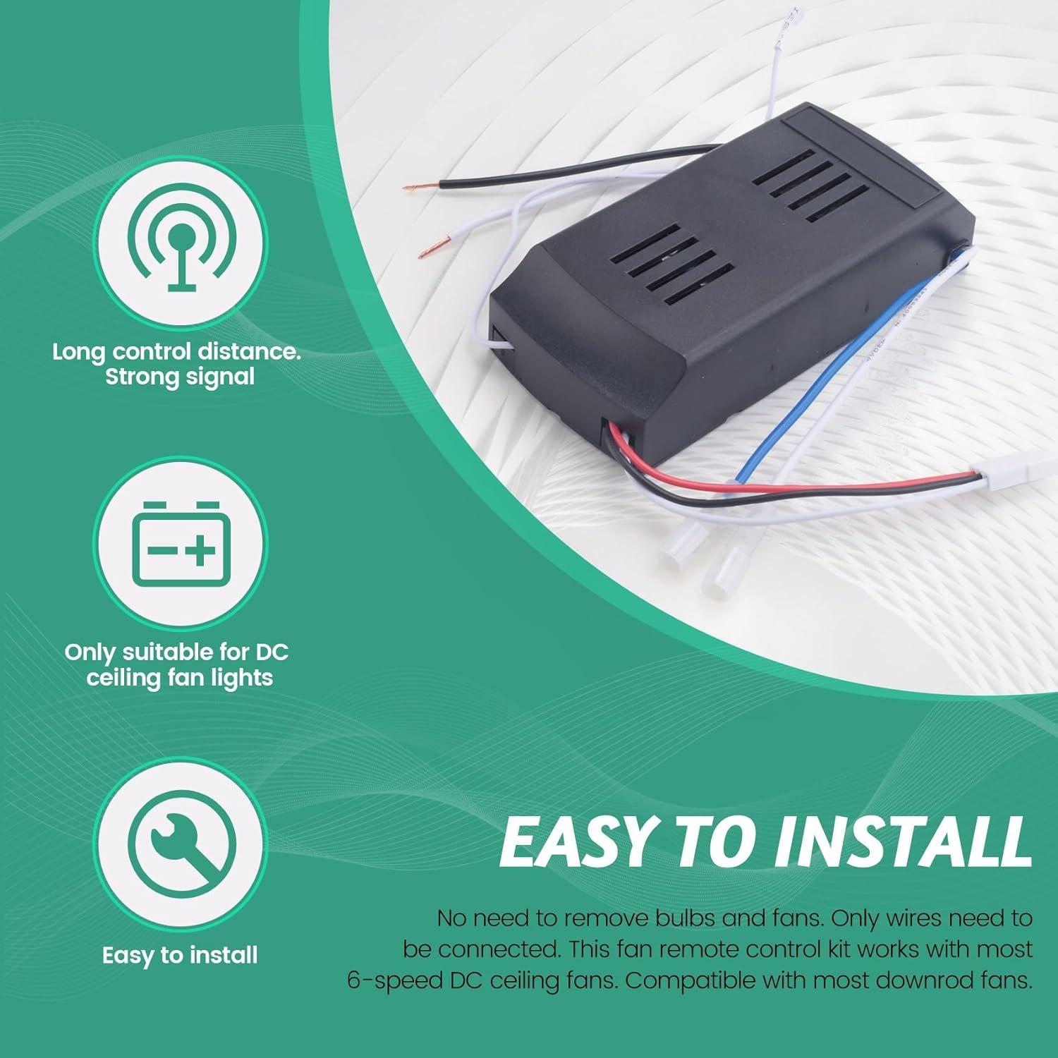 Kit Control Remoto Universal para Ventilador de Techo DC 6 Velocidades